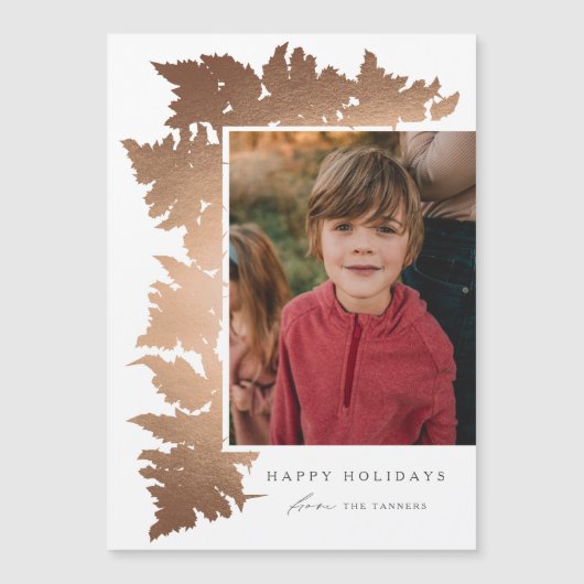 Elegant Roos Gold Garland Photo Holiday Kaart (Voorkant)