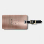 Elegant Roos Gold geborsteld metalen monogrammen Bagagelabel (Voorkant horizontaal)