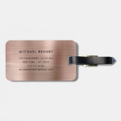 Elegant Roos Gold geborsteld metalen monogrammen Bagagelabel (Achterkant horizontaal)