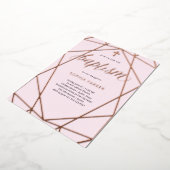 Elegant Roos Gold Geometric Blush Pink | Baptisme Folie Uitnodiging (Gedraaid)