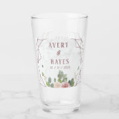 Elegant Roos Gold Geometric Wedding Glas (Achterkant)