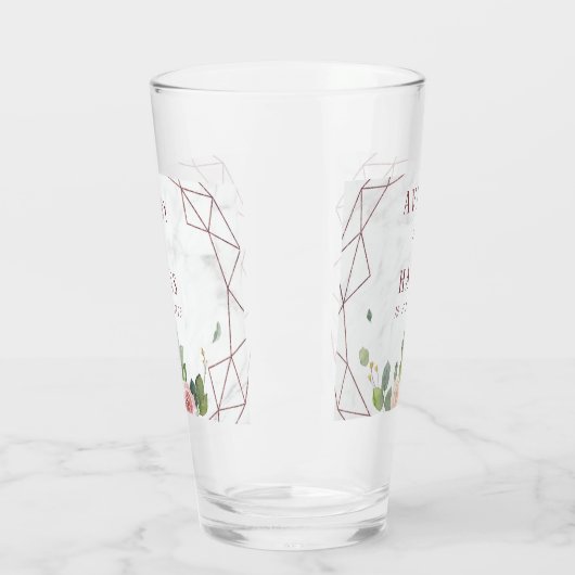 Elegant Roos Gold Geometric Wedding Glas (Links)