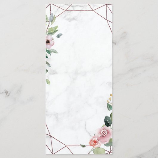Elegant Roos Gold Geometric Wedding Menu (Achterkant)
