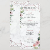 Elegant Roos Gold Geometric Wedding Menu (Voorkant / Achterkant)