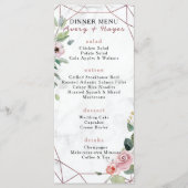 Elegant Roos Gold Geometric Wedding Menu (Voorkant)