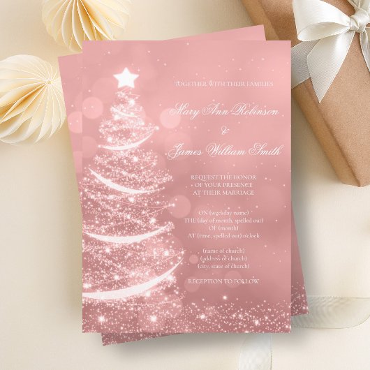 Elegant Roos Gold Glam Kerstbruiloft Kaart