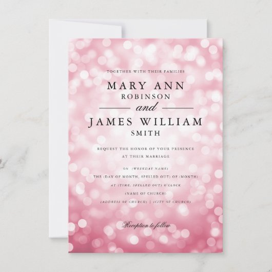 Elegant Roos Gold Glam Lights Weddenschap Kaart (Voorkant)