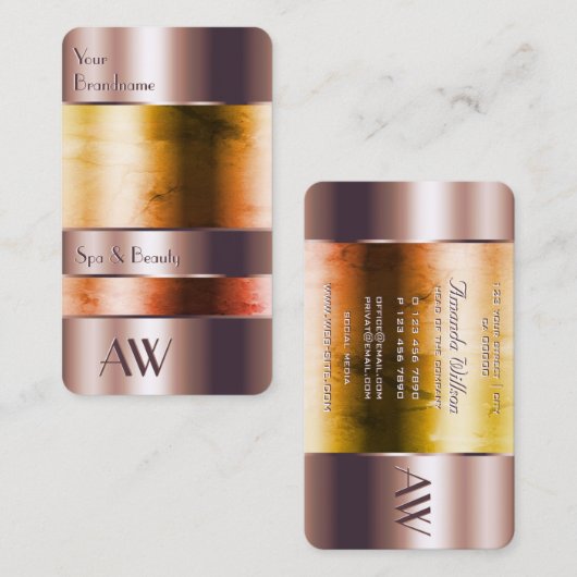 Elegant Roos Gold Glass kan Oranje vloeistoffen In Visitekaartje (Voorkant / Achterkant)