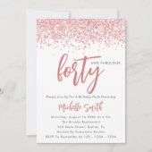 Elegant Roos Gold Glitter 40 en bruinkoolvis Kaart (Voorkant)