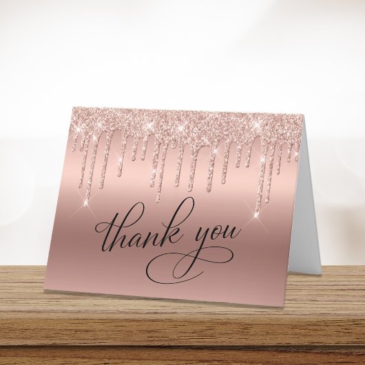 Elegant Roos Gold Glitter 50e verjaardag Bedankkaart