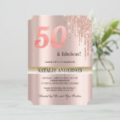 Elegant roos Gold Glitter 50e verjaardag in Kaart (Staand voorkant)