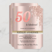 Elegant roos Gold Glitter 50e verjaardag in Kaart (Voorkant / Achterkant)