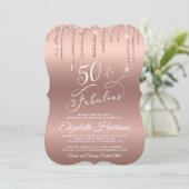 Elegant Roos Gold Glitter 50e verjaardag Kaart (Staand voorkant)