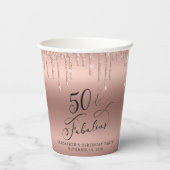 Elegant Roos Gold Glitter 50e verjaardag Papieren Bekers (Achterkant)