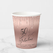 Elegant Roos Gold Glitter 50e verjaardag Papieren Bekers (Voorkant)