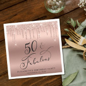 Elegant Roos Gold Glitter 50e verjaardag Servet
