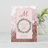 Elegant Roos Gold Glitter 50th Birthday Kaart (Staand voorkant)