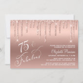 Elegant Roos Gold Glitter 75e verjaardag Kaart (Voorkant)