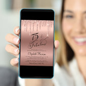 Elegant Roos Gold Glitter 75e verjaardag Kaart