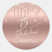 Elegant Roos Gold Glitter 75e verjaardag Ronde Sticker (Voorkant)