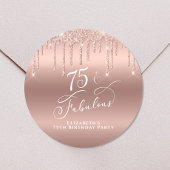 Elegant Roos Gold Glitter 75e verjaardag Ronde Sticker