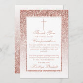 Elegant Roos Gold Glitter bevestiging of baptisme Bedankkaart (Voorkant / Achterkant)