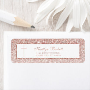 Elegant Roos Gold Glitter bevestiging of baptisme Etiket
