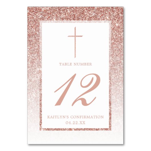 Elegant Roos Gold Glitter bevestiging of baptisme Kaart (Voorkant)