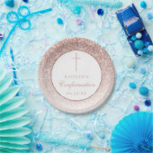 Elegant Roos Gold Glitter bevestiging of baptisme Papieren Bordje (Feest)