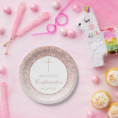 Elegant Roos Gold Glitter bevestiging of baptisme Papieren Bordje (Feest)