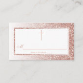 Elegant Roos Gold Glitter bevestiging of baptisme Plaatskaartje (Voorkant)