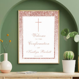 Elegant Roos Gold Glitter bevestiging of baptisme Poster