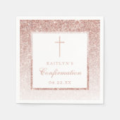 Elegant Roos Gold Glitter bevestiging of baptisme Servet (Voorkant)