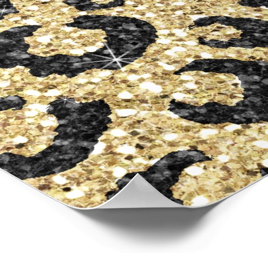 Elegant Roos Gold Glitter Black Leopard Print (Hoek)