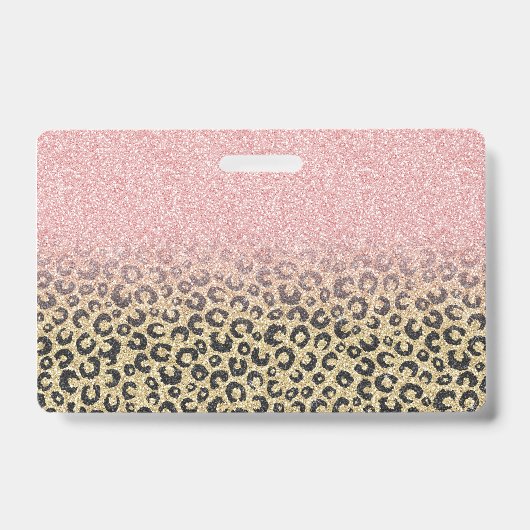 Elegant Roos Gold Glitter Black Leopard Print Badge (Voorzijde)