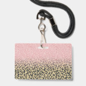 Elegant Roos Gold Glitter Black Leopard Print Badge (Achterkant met lanyard)