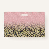 Elegant Roos Gold Glitter Black Leopard Print Badge (Achterkant)
