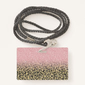 Elegant Roos Gold Glitter Black Leopard Print Badge (Achterkant met draagriem)