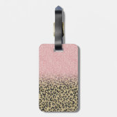 Elegant Roos Gold Glitter Black Leopard Print Bagagelabel (Achterkant verticaal)