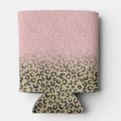 Elegant Roos Gold Glitter Black Leopard Print Blikjeskoeler (Achterkant)