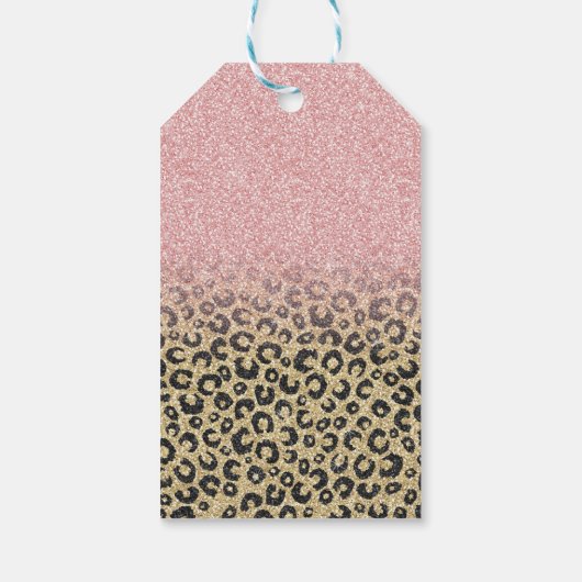 Elegant Roos Gold Glitter Black Leopard Print Cadeaulabel (Achterkant)