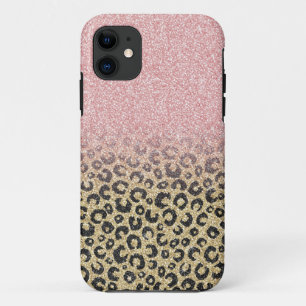 Elegant Roos Gold Glitter Black Leopard Print Case-Mate iPhone Case