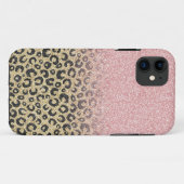 Elegant Roos Gold Glitter Black Leopard Print Case-Mate iPhone Case (Achterkant (horizontaal))