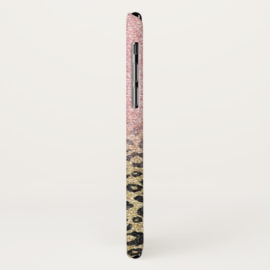 Elegant Roos Gold Glitter Black Leopard Print Case-Mate iPhone Case (Achterkant/links)