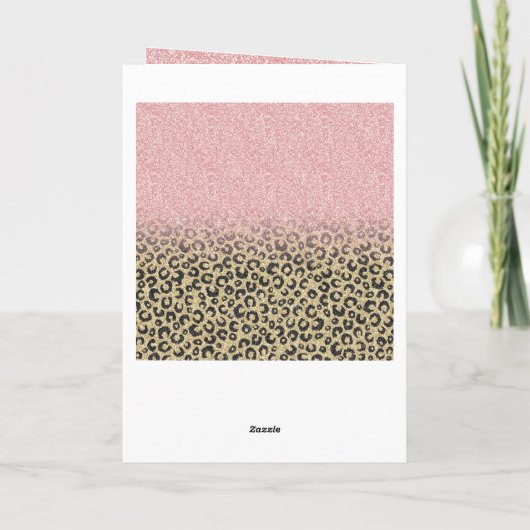 Elegant Roos Gold Glitter Black Leopard Print Feestdagen Kaart (Achterkant)