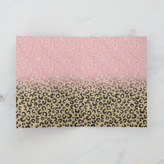 Elegant Roos Gold Glitter Black Leopard Print Feestdagen Kaart (Binnen)