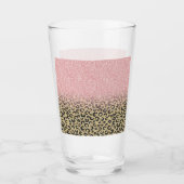 Elegant Roos Gold Glitter Black Leopard Print Glas (Voorkant)