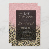 Elegant Roos Gold Glitter Black Leopard Print Kaart (Voorkant / Achterkant)