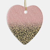 Elegant Roos Gold Glitter Black Leopard Print Keramisch Ornament (Rechts)