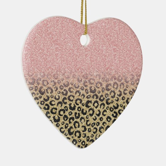 Elegant Roos Gold Glitter Black Leopard Print Keramisch Ornament (Rechts)